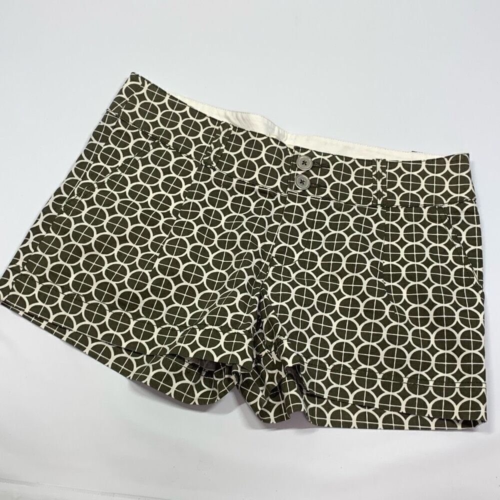 Fossil 3.5" Shorts Army Green White Geometric Pattern Size 10